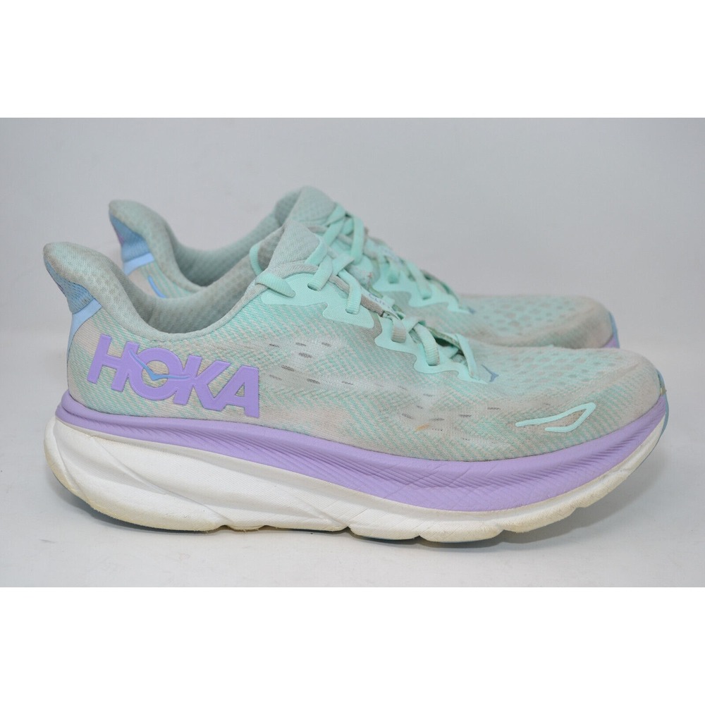 Hoka One Clifton 9 Women 10B Sunlit Ocean Running Athletic Comfort Sneaker Shoes